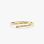 14K Solid Gold Natural Diamond Spiral Open Ring - Image 2