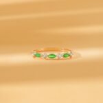 18K Solid Gold Emerald and Natural Diamond Garland Ring - Image 5