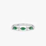 18K Solid Gold Emerald and Natural Diamond Garland Ring - Image 2