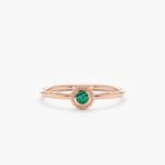 14K Solid Gold Emerald Art Deco Ring - Image 5