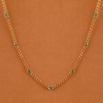 14K Solid Gold Emerald Cuban Chain Station Necklace - Image 3