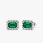14K Solid Gold Emerald & Natural Diamond Statement Earrings - Image 2