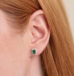 14K Solid Gold Emerald & Natural Diamond Statement Earrings - Image 4