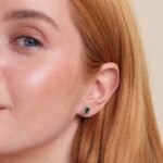 14K Solid Gold Emerald & Natural Diamond Statement Earrings - Image 6