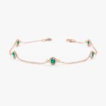 14K Solid Gold Emerald Station Bracelet - Image 4