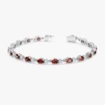 18k Solid Gold Garnet & Diamond Eternity Bracelet - Image 2