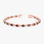 18k Solid Gold Garnet & Diamond Eternity Bracelet - Image 5