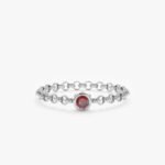 18K Solid Gold Garnet Chain Ring - Image 2