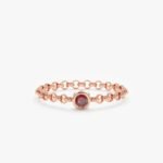 18K Solid Gold Garnet Chain Ring - Image 5
