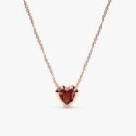 18k Solid Gold Garnet Heart Necklace - Image 4