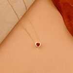 18k Solid Gold Garnet Heart Necklace - Image 5