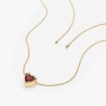 18k Solid Gold Garnet Heart Necklace - Image 3