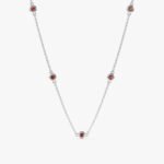 14K Solid Gold Garnet Station Necklace - Image 2