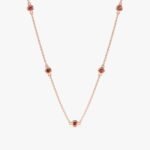 14K Solid Gold Garnet Station Necklace - Image 3