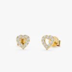 Heart Outline Natural Diamond Studs - Image 2