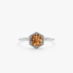 14K Solid Gold Hexagon Citrine Ring - Image 2