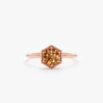 14K Solid Gold Hexagon Citrine Ring - Image 3