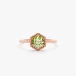 14K Solid Gold Hexagon Peridot Ring - Image 4