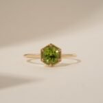 14K Solid Gold Hexagon Peridot Ring - Image 7