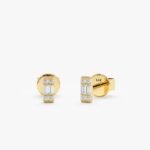 Mini Baguette Cut Natural Diamond Studs