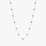 18k Solid Gold Multi Blue Sapphire Station Necklace - Image 2
