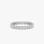 14K Solid Gold Natural Diamond Bezel Eternity Ring - Image 4