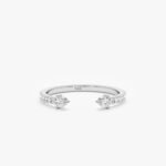 14K Solid Gold Natural Diamond Open Ring - Image 2