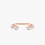 14K Solid Gold Natural Diamond Open Ring - Image 3
