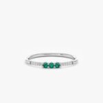 14K Solid Gold Natural Emerald and Diamond Ring - Image 2