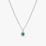 14K Solid Gold Natural Emerald Bezel Necklace - Image 2
