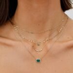 14K Solid Gold Natural Emerald Bezel Necklace - Image 5
