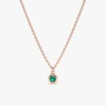 14K Solid Gold Natural Emerald Bezel Necklace - Image 3