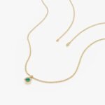 14K Solid Gold Natural Emerald Bezel Necklace - Image 4