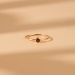 18K Solid Gold Natural Garnet Bezel Ring - Image 3