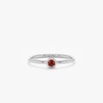 18K Solid Gold Natural Garnet Bezel Ring - Image 2