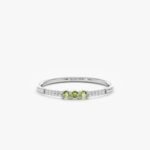 14K Solid Gold Natural Peridot and Diamond Ring - Image 2