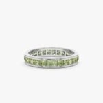 18K Solid Gold Natural Peridot Eternity Ring - Image 3