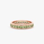 18K Solid Gold Natural Peridot Eternity Ring - Image 6
