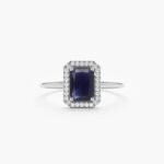 14K Solid Gold Natural Sapphire and Diamond Engagement Ring - Image 2