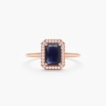 14K Solid Gold Natural Sapphire and Diamond Engagement Ring - Image 3