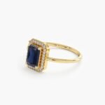 14K Solid Gold Natural Sapphire and Diamond Engagement Ring - Image 4