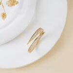 14K Solid Gold Open Natural Diamond Wrap Around Ring - Image 3