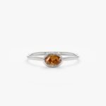 18K Solid Gold Oval Citrine Ring - Image 2