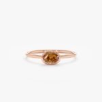 18K Solid Gold Oval Citrine Ring - Image 3
