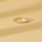 14K Solid Gold Pave Natural Diamond Dome Ring - Image 2
