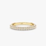 14K Solid Gold Pave Natural Diamond Dome Ring - Image 4