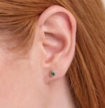 14K Solid Gold Pear Cut Emerald Studs - Image 4