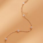 14K Solid Gold Pearl Station Bracelet - Image 2