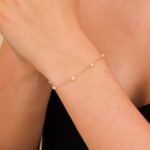 14K Solid Gold Pearl Station Bracelet - Image 3