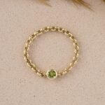 18K Solid Gold Peridot Chain Ring - Image 3